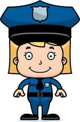 Cartoon Smiling Police Officer Girl