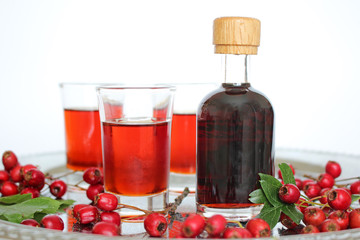 Homemade hawthorn berry liquor 