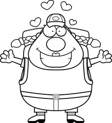 Cartoon Hiker Hug