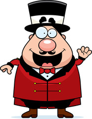 Cartoon Circus Ringmaster Waving