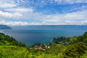 Fototapeta na wymiar Lake Toba in North Sumatera - Indonesia as one of the biggest volcanic lake 