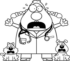 Scared Cartoon Veterinarian