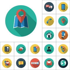 pin on map icon, flat set