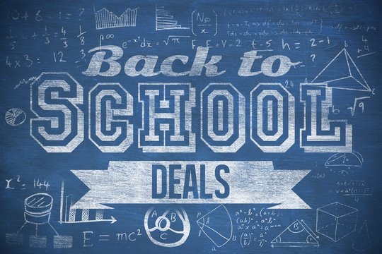 Composite image of back to school deals message