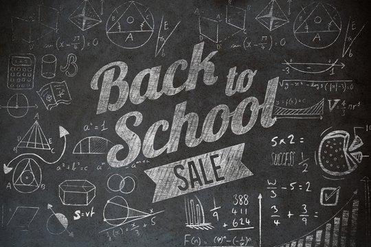 Composite image of back to school sale message