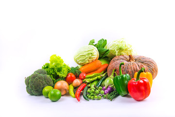 collection vegetables isolated white background