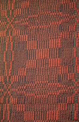 Fragment Closeup of Unique Wool and Linen Belarussian National Belt Made of Plenty of Colorful Threads with Decoration.