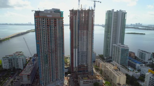 Aerial drone shot Paraiso District Edgewater Miami 4k