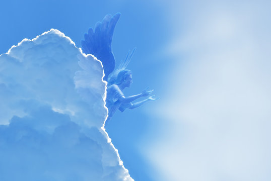 Angel flying in sky