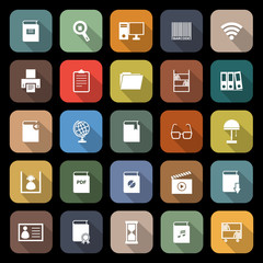 Library flat icons with long shadow