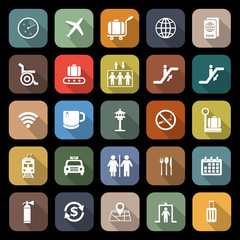 Airport flat icons with long shadow