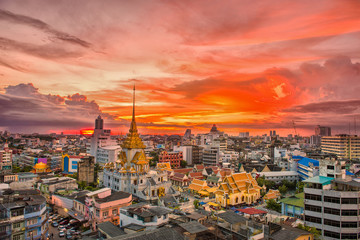 Sunset and cityscape in bangkok