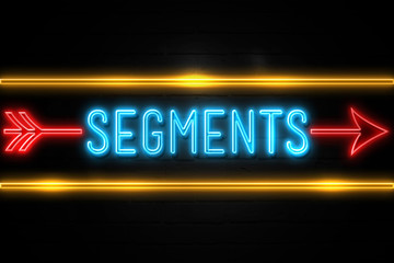 Segments  - fluorescent Neon Sign on brickwall Front view