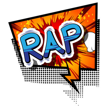 Rap - Comic book word on abstract background.