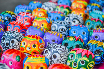 Fototapeta na wymiar Colorful skulls with selective focus