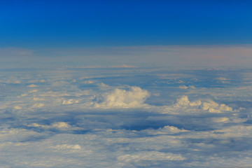 Naklejka na ściany i meble Blue perfect sky sea of clouds from high altitude space