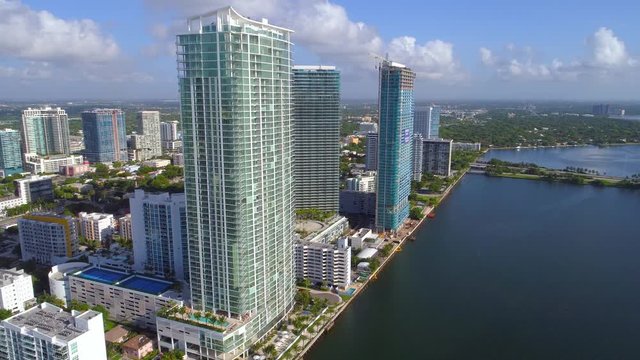 Aerial video Downtown Miami Edgewater Paraiso District