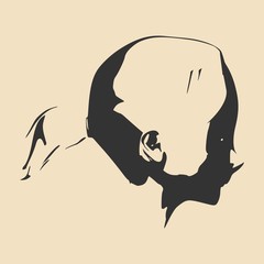 Little Girl Profile Silhouette. Vector Illustration. Cute Adolescent Girl Portrait. Short Hair. Side View