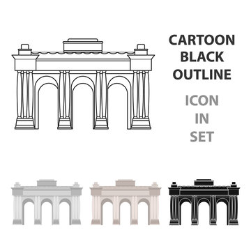 The Belgian arch monument.The dark Belgian wolf. Belgium single icon in cartoon style vector symbol stock illustration.