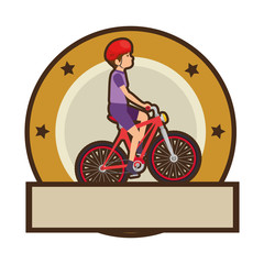 cycling man riding a bicycle elegant frame vector illustration design