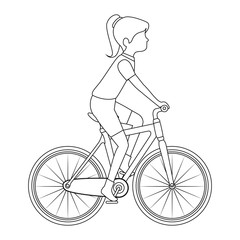 Obraz premium kobieta rowerzysta jedzie na rowerze ilustracja projekt wektor