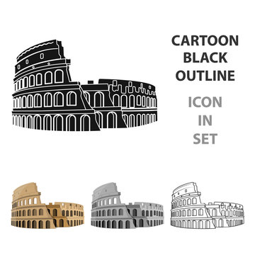 Colosseum in Italy icon in cartoon style isolated on white background. Countries symbol stock vector illustration.