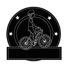 cycling man riding a bicycle elegant frame vector illustration design