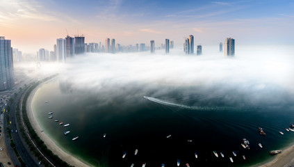 The fog above the city