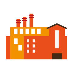 factory orange building icon image vector illustration design 