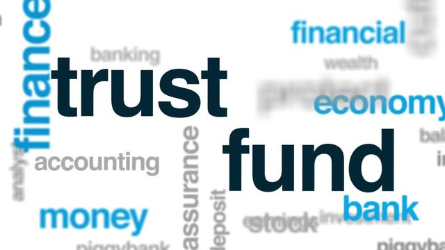 Trust fund animated word cloud, text design animation.