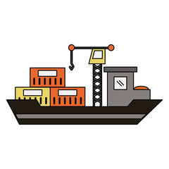 Obraz premium crane cargo ship with containers industry related icon image vector illustration design 
