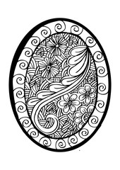 Floral ornamental on oval frame.