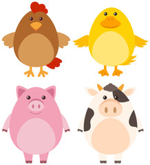 Four different kinds of farm animals