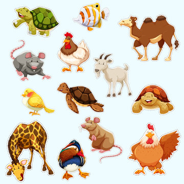 Sticker design with wild animals