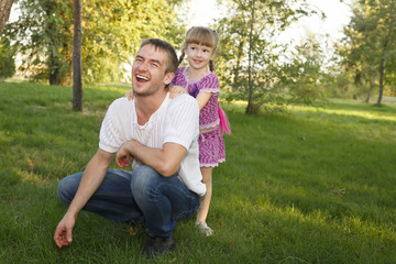 Obraz premium Family. Father and daughter outdoors