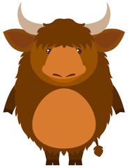 Cute yak on white background