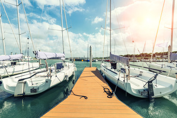 Fototapeta premium sailboat moored in the harbor