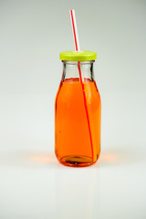 Fruit and vegetable juice bottles isolated on white background