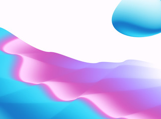Blue purple pink abstract fractal background. Colorful waves and a bubble on white backdrop. Bright modern digital art. Creative graphic template. Business style. For projects, layouts, covers, skins