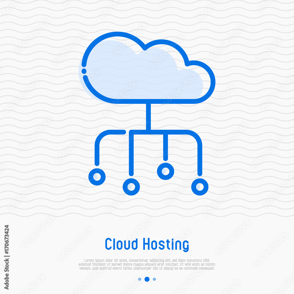 Poster cloud hosting thin line icon. simple vector illustration of server storage, cloud management, data s