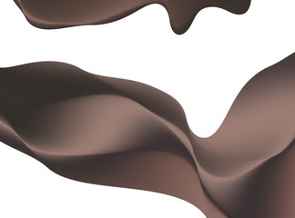 Brown abstract fractal background. Colorful waves like a veil, scarf or chocolate on white backdrop. Modern digital art. Creative graphic template. Professional style. For projects, layouts, covers