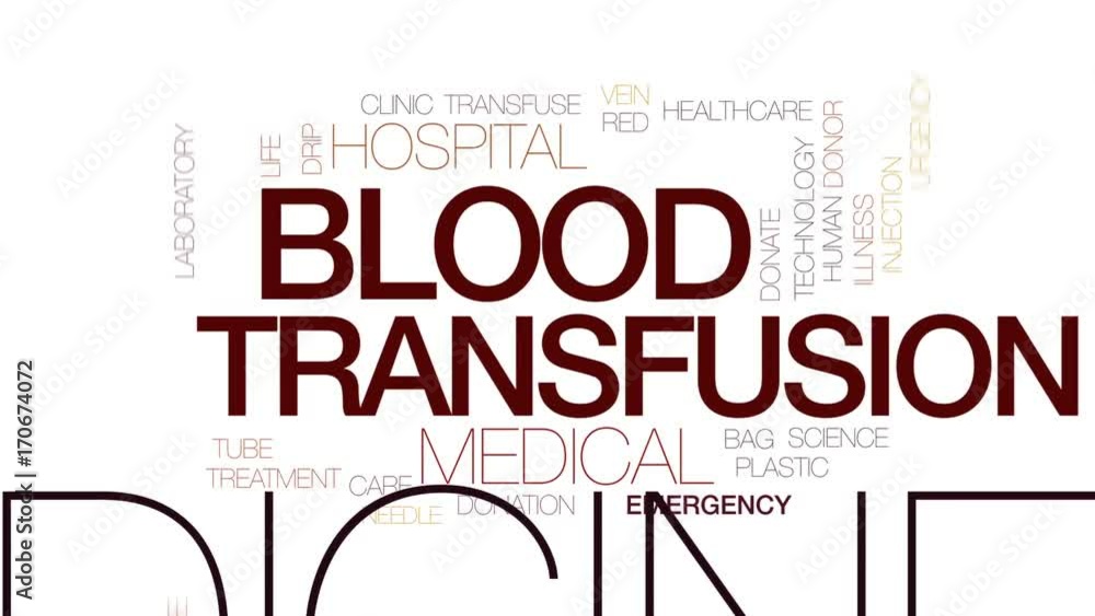 Wall mural Blood transfusion animated word cloud, text design animation. Kinetic typography.