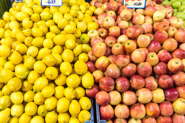 Apples and lemons for sale at a market in Valparaiso, Chile