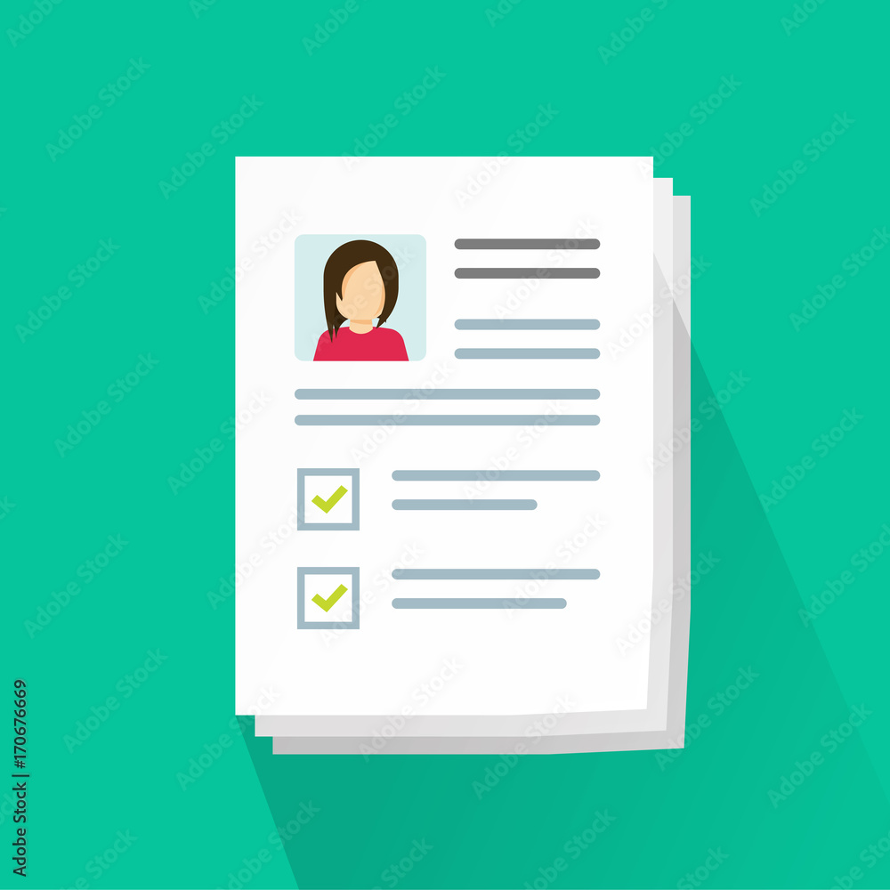Poster documents with personal data vector illustration, flat cartoon paper document pile or stack with use