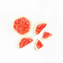 Colorful fruit pattern of fresh watermelon on white background