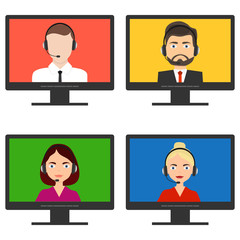 Call center agent on computer screen