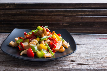 Thai food,stir fired chicken with cashew nuts