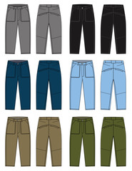 Denim pants illustration / color variations