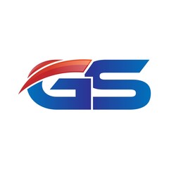 modern vector initial letters logo swoosh gs red blue