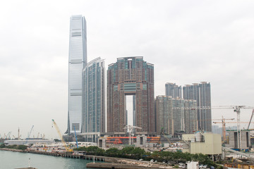 Fototapeta na wymiar Dec. 3, 2016-Hong Kong: Residential buildings by the sea in Hong Kong.